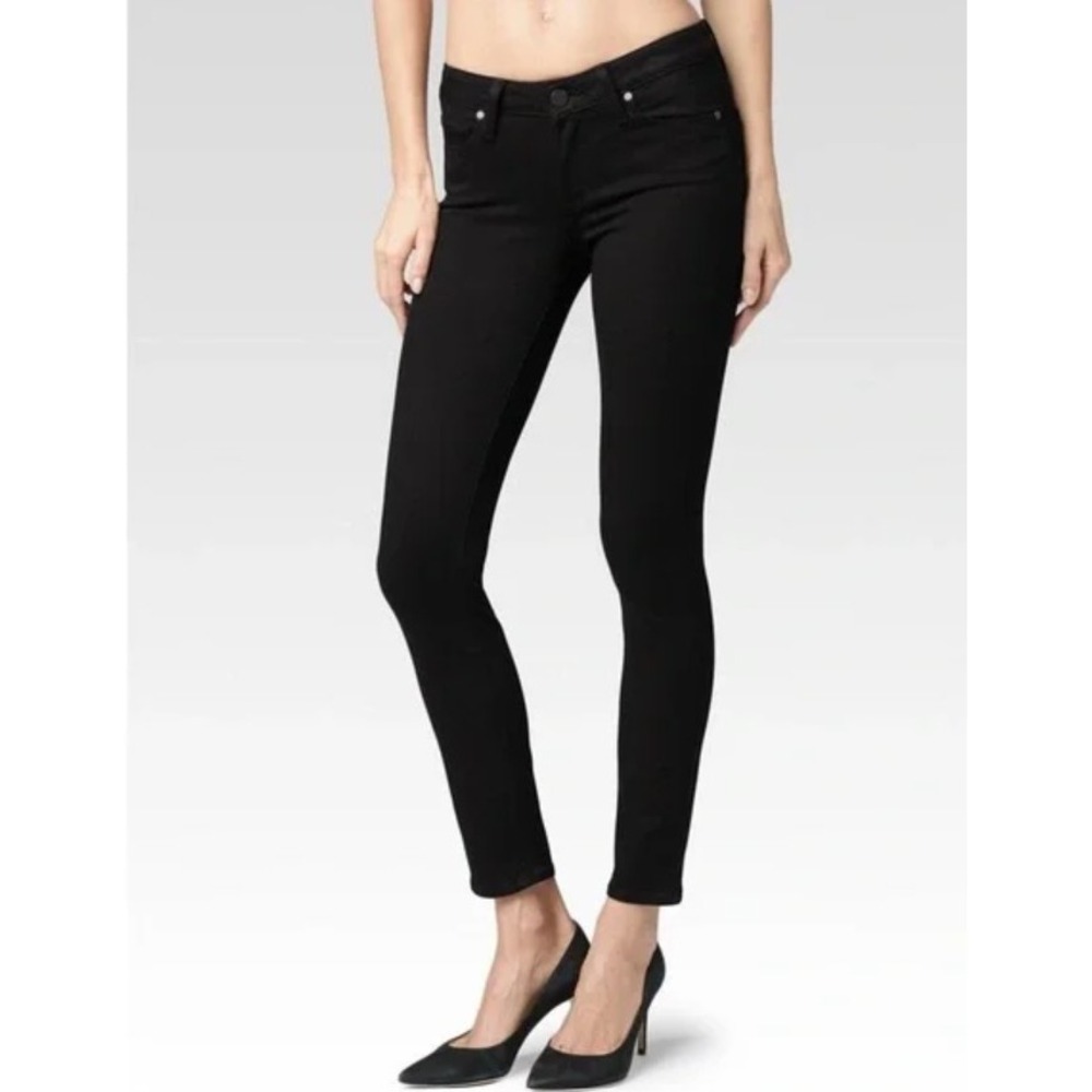 Paige jeans womens W 26 black stretch zips pockets Verdugo ankle